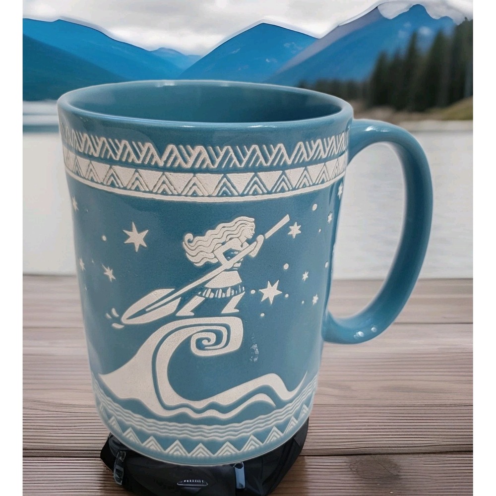 NEW! Disney Princess Moana & Maui‎ Wave Pottery Craved COFFEE TEA MUG Ceramic